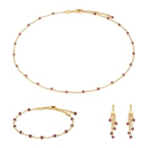 Collier, bracelet et boucles d'oreilles Elyssa en pierres Grenat