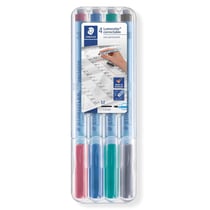 4 feutres - Non permanent - Effaçable à sec - Pointe moyenne - Noir, vert, bleu, rouge - Lumocolor - Staedtler