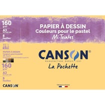 Papier dessin - Canson - A3 - Mi-teintes - Couleurs pour pastel - 160g - 8 feuilles - Dessin