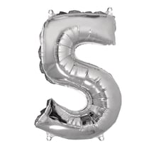 Ballon Chiffre 5, 40cm, 1pce. , argent