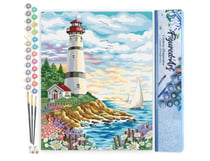 Peinture par Numéro Figured'Art - Phare sous un Ciel nuageux - Kit de Loisir Créatif DIY Numéro d'Art Complet - 40x50cm sans châssis en bois