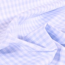 Tissu Rayures Petits carreaux 5 mm Bleu ciel