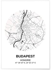 Affiche Carte Budapest | A3 : 29,7x42cm