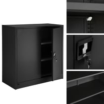 Armoire de bureau verrouillable dotée de 2 étagères. meuble 3 niveaux noir