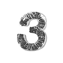 Chiffres en cire - 3 - , argent, 9mm, 2 pces