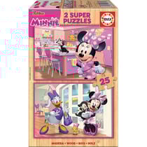 Puzzle en bois - 2x25 pièces - Enfant - Dès 3 ans - 2 modèles - Minnie et Daisy - Educa