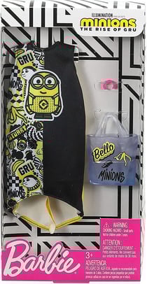 Mattel - ghx88 - barbie - accessoire poupee - jupe blanche et noir minions avec sac et main et bracelet - tenue - habit