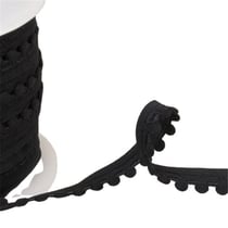 Bobine 25m élastique à pompons noir 13mm