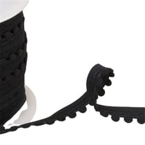 Bobine 25m élastique à pompons noir 13mm
