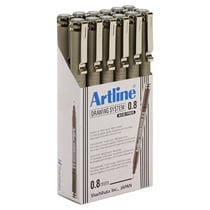 Lot de 12 stylos feutres pointe ogive 0,8 mm - ARTLINE - Noir - Drawing System