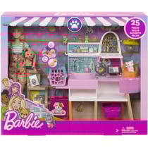 Barbie métier : animalerie de barbie avec animaux + accessoires - 25 pièces - poupée mannequin - mattel - grg90