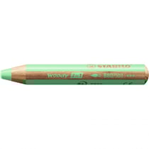 STABILO Crayon multi-talents woody 3en1, rond, vert pastel