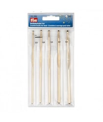 Kit de 5 crochets à ouvrage pour laine en aluminuim doré - Prym Or