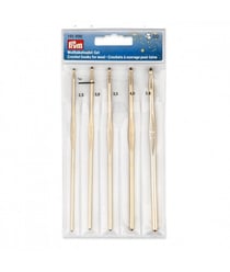 Kit de 5 crochets à ouvrage pour laine en aluminuim doré - Prym Or