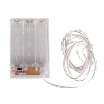 Mini-chaîne lumin. LED av. fil/minuterie, 120cm, 10LED, à piles , jaune lumineux