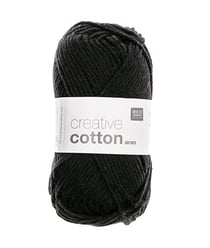 Pelotes de fil à tricoter CREATIVE COTTON ARAN de Rico Design - Laissez libre cours à votre créativité avec douceur et style ! 90 Noir
