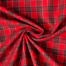 Tissu Coton Tartan Ecossais Lurex sur fond Rouge