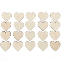 20 coeurs en bois naturel - petit 30 mm