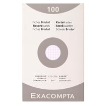 Étui de 100 fiches - bristol quadrillé 5x5 non perforé 125x200mm - Blanc - x 12 - Exacompta