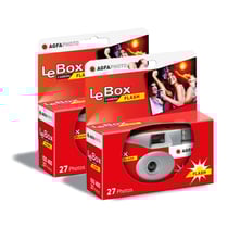 AGFA PHOTO 601020 - PAck 2 Appareils Photo Jetable LeBox Flash, 27 photos, Objectif Optique 31 mm - Gris et Rouge