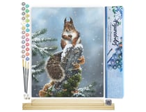 Peinture par Numéro Figured'Art - Ecureuil perché - Kit de Loisir Créatif DIY Numéro d'Art Complet - 40x50cm toile roulée + châssis en bois à monter