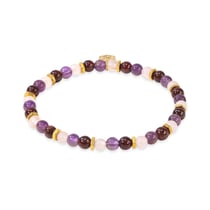 Bracelet en pierres Améthyste Quartz rose et Grenat Taille L - Sloya