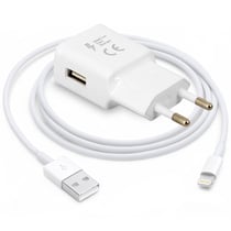 Chargeur secteur USB 1.5A et Câble Lightning iPhone/iPad Charge rapide - Blanc