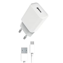 Myway Pack Chargeur Secteur 12W avec Câble USB-A USB-C 1m Charge Rapide Blanc
