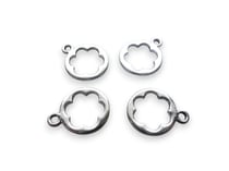 6 Breloques rondes fleur ajourée 19*15mm argent platine