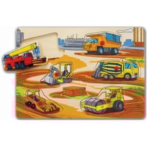 Puzzle en bois les travaux publics : vehicule de chantier - 6 pieces - eichhorn - puzzle a encastrer - puzzle avec boutons