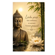 Plaque métal Bouddha zen avec citation inspirante H30
