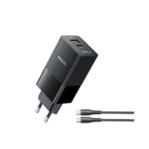 Chargeur YESIDO 65W GaN – Double port USB-A et USB-C, charge rapide, boîtier ignifuge, prise EU