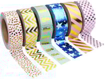 Ruban adhésif Masking tape 1,5 cm Golden 6 pièces
