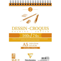 Bloc Dessin Croquis Spirale A5 - 160G - 35 Feuilles - Clairefontaine