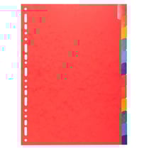 Intercalaires Carte lustrée 225g avec onglets renforcés - 12 positions - A4 - Couleurs assorties - x 15 - Exacompta