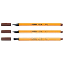 Lot de 3 stylos-feutres pointe fine 0,4 mm - STABILO - Point 88 - Brun