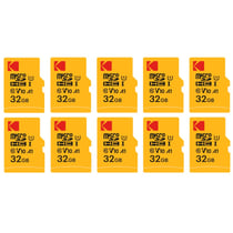 Kodak Lot de 10 Cartes Mémoire Micro SDXC 32 Go Premium – Classe 10 UHS-I – Vitesse Élevée et Fiabilité pour Smartphones, Caméras, Tablettes et Consoles
