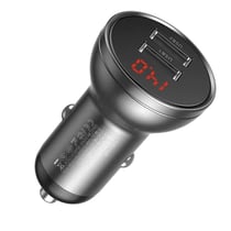 Baseus Chargeur Voiture Allume Cigare 2 ports USB 24W avec Écran Gris foncé