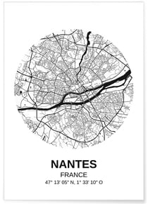 Affiche Carte Nantes | A3 : 29,7x42cm