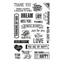 Tampons transparents, mots anglais, feuille 11x15,5 cm, 1 flles