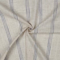 Tissu Lin Viscose rayures Bleu marine sur fond Ecru