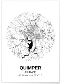 Affiche Carte Quimper | A3 : 29,7x42cm