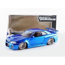 Voiture Miniature de Collection - NISSAN Skyline GTR R34 - JADA TOYS 1/24 - Fast And Furious - Bleu