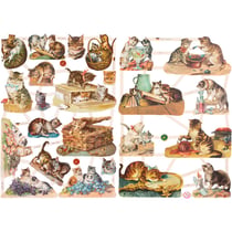 Découpes vintage, chats, feuille 16,5x23,5 cm, 2 flles/ 1 Pq.