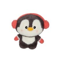 Peluche - Peluche Pingouin Snowy – Gris anthracite et blanc, accessoires roses – 23 cm