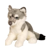 Peluche - Loup allongé gris - 30 cm