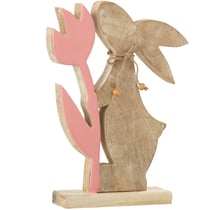 Figurine lapin et tulipe en bois de rose