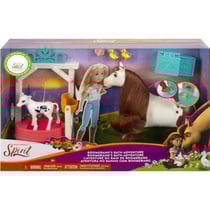 Coffret spirit : le bain de boomerang - cheval 20 cm + vache + accessoires - mattel