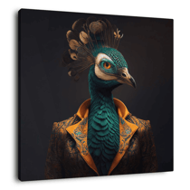 Tableau sur toile paon humain 30x30 cm