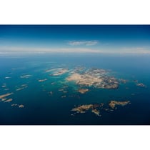 Tableau mural encadré île de Chausey vue du ciel 65x97 cm